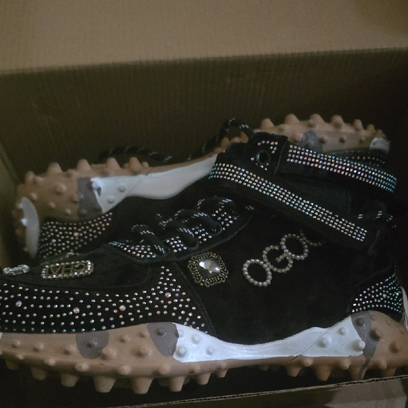 Black and Gold Embellished Women's Sneakers - Picture 4 of 4